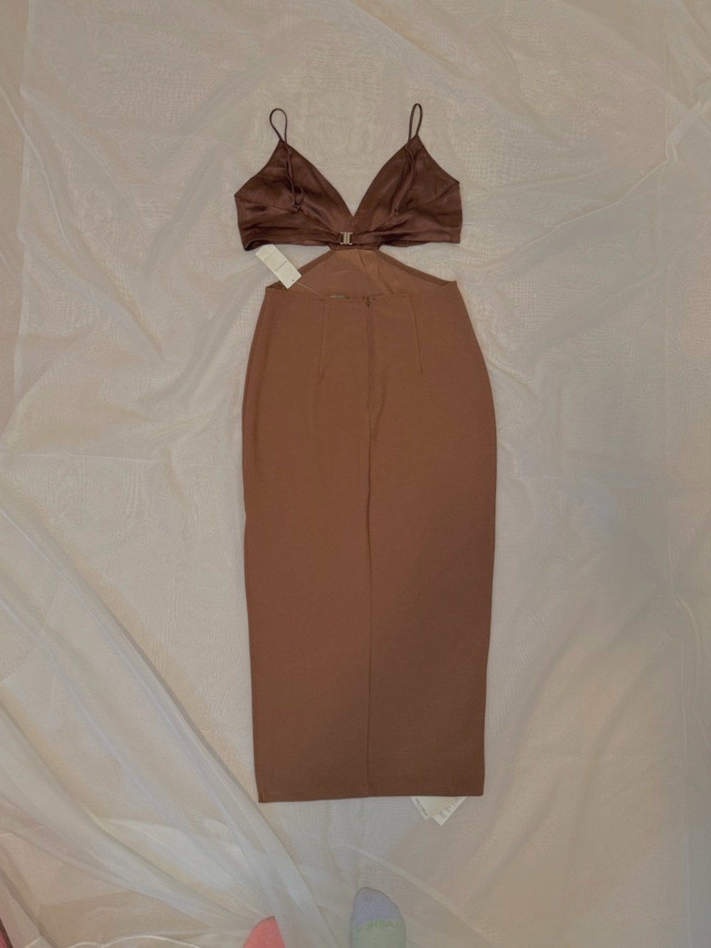 *NWT* A&F Mixed Fabric Midi Dress- Brown, Size: M - Picture 8 of 8